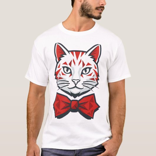 Kat met stijlvolle kledij t-shirt (Voorkant)