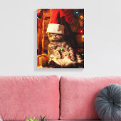 Kat met stop op kop canvas afdruk (Insitu (Woonkamer))