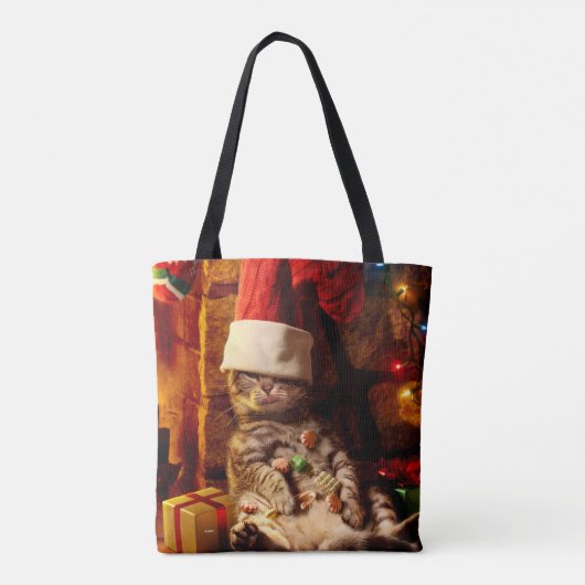 Kat met stop op kop tote bag (Achterkant)