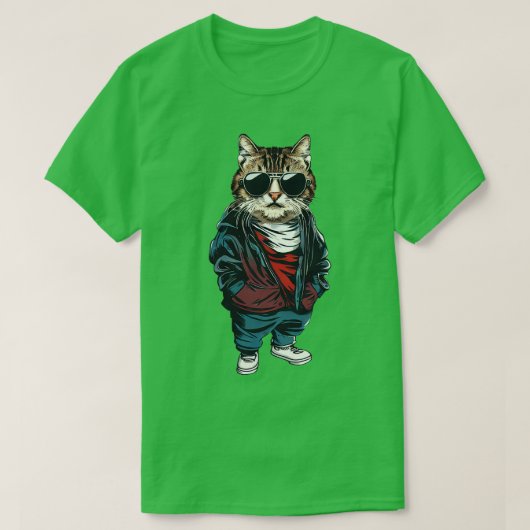 Kat met straatstijl t-shirt (Design voorkant)