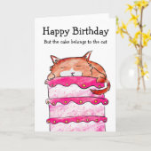 Kat met taart verjaardagskaart kaart (Gele Bloem)