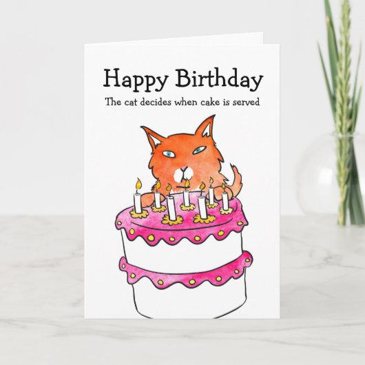 Kat met taartkaart kaart (Voorkant)