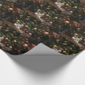 Kat met tabby en kerstboom cadeaupapier (Hoek)