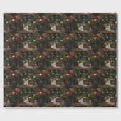 Kat met tabby en kerstboom cadeaupapier (Vlak)