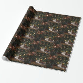 Kat met tabby en kerstboom cadeaupapier (Uitgerold)