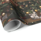Kat met tabby en kerstboom cadeaupapier (Rol Hoek)