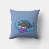 Kat met tablet op bed met deken / kaartspel buitenkussen (Achterkant)