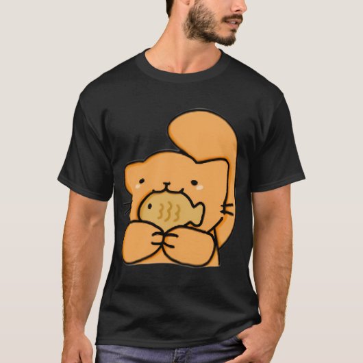 Kat met Taiyaki-vis T-shirt (Voorkant)