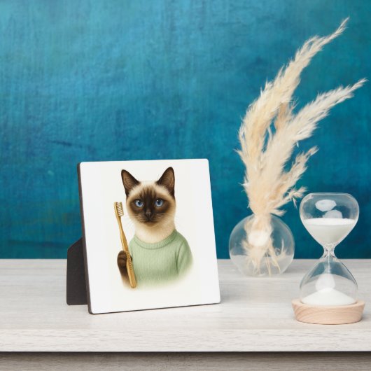 Kat met tandenborstel fotoplaat (Insitu)