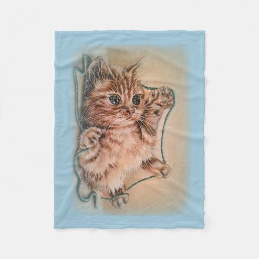 Kat met tekening van het portret fleece deken (Voorkant)