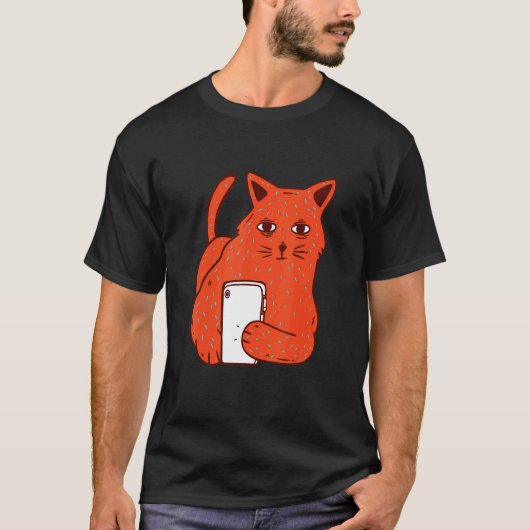 Kat Met Telefoon T-shirt (Voorkant)