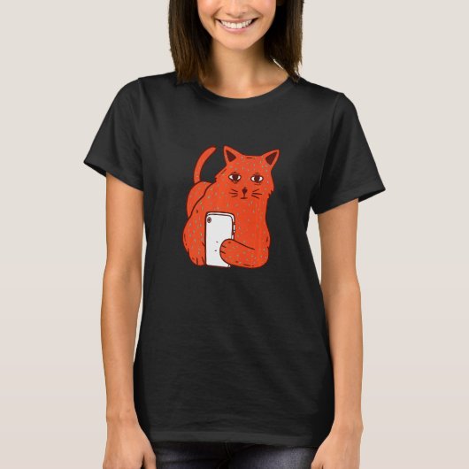 Kat Met Telefoon T-shirt (Voorkant)