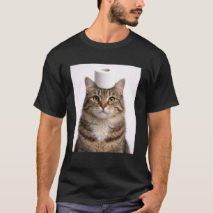 Kat met toiletpapier Grappige kat Dierenliefhebber T-shirt
