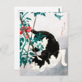 Kat met Tomato Plant (1931) van Hiroaki Takahashi Briefkaart (Voorkant / Achterkant)