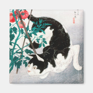 Kat met Tomato Plant (1931) van Hiroaki Takahashi Magneet