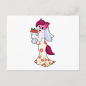 Kat met trouwjurk & bos bloemen briefkaart (Voorkant)