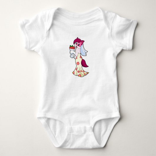 Kat met trouwjurk & bos bloemen romper (Voorkant)