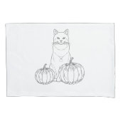 Kat met twee pompoenen Minimal Line Art Schattigee Kussensloop (Voorkant)