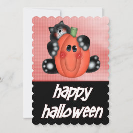 Kat met uitnodiging van de Halloween-partij van he