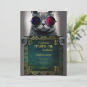 Kat met uitnodiging van Glasses Party (Staand voorkant)