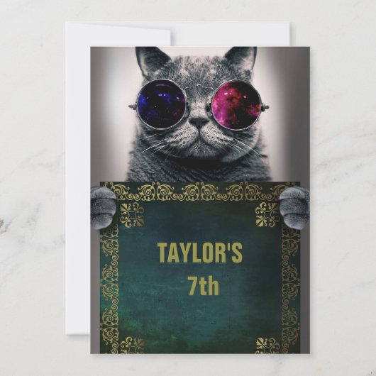 Kat met uitnodiging van Glasses Party (Achterkant)