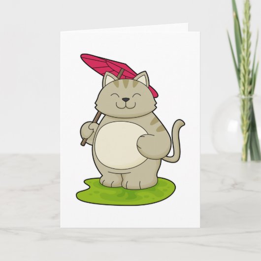 Kat met Umbrella Kaart (Voorkant)