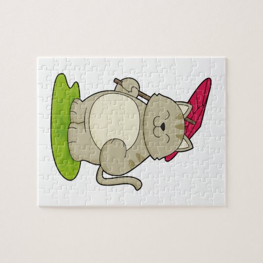 Kat met Umbrella Legpuzzel (Horizontaal)