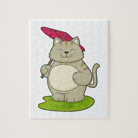 Kat met Umbrella Legpuzzel (Verticaal)