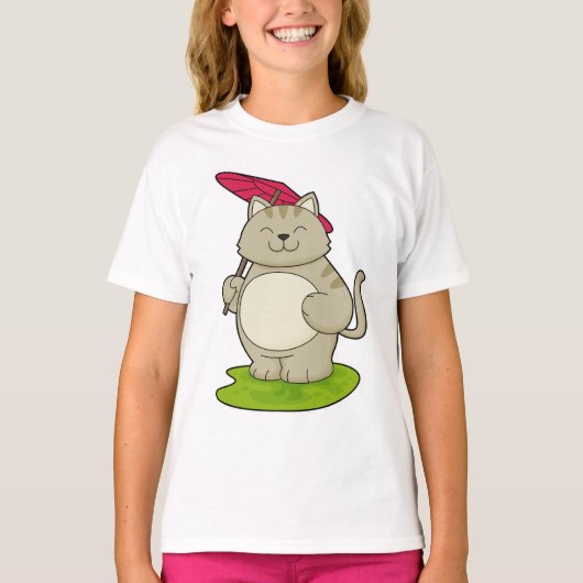 Kat met Umbrella T-shirt (Voorkant)
