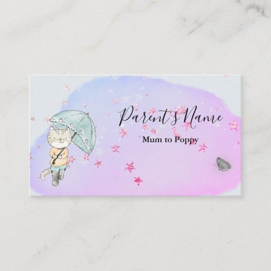 Kat met Umbrella Visitekaartje (Voorkant)