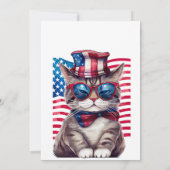 Kat met Uncle Sam Pet 4th Of Juli Uitnodigingen (Achterkant)