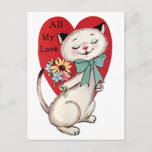 kat met Valentijn Briefkaart