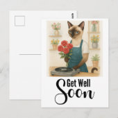 Kat met veel bloemen Beterschap  Briefkaart (Voorkant / Achterkant)