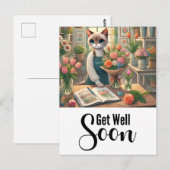 Kat met veel bloemen Beterschap  Briefkaart (Voorkant / Achterkant)