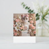 Kat met veel bloemen Beterschap Briefkaart (Staand voorkant)
