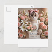 Kat met veel bloemen Beterschap Briefkaart (Voorkant / Achterkant)