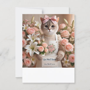 Kat met veel bloemen Beterschap Briefkaart
