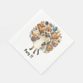 Kat met veel feestelijk etentje servet (Hoek)