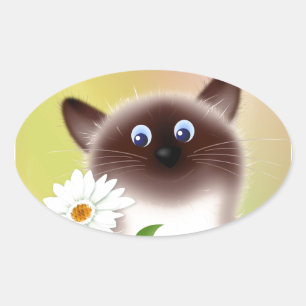 Kat met ventilator ovale sticker
