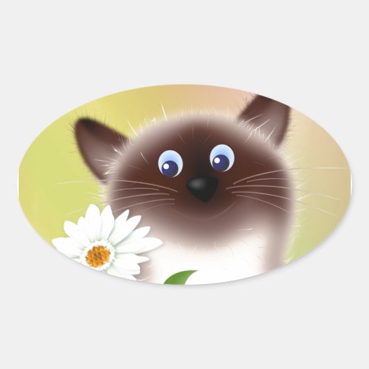 Kat met ventilator ovale sticker (Voorkant)