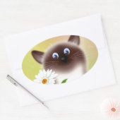 Kat met ventilator ovale sticker (Envelop)