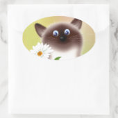 Kat met ventilator ovale sticker (Tas)