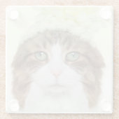 Kat met ventilator Pet Glazen Onderzetter (Achterkant)