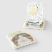 Kat met ventilator Pet Stenen Onderzetter (Zijkant)