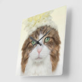 Kat met ventilator Pet Vierkante Klok (Hoek)