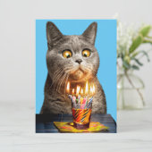 Kat Met Verjaardags Shotglas Kaart (Staand voorkant)