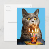 Kat Met Verjaardags Shotglas Uitnodiging Briefkaart (Voorkant / Achterkant)