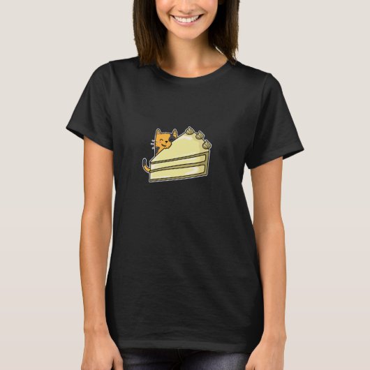 Kat met verjaardagstaart t-shirt (Voorkant)