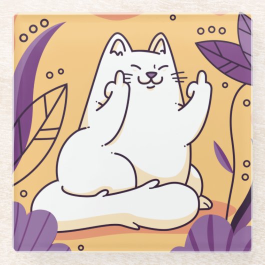 Kat met vingerglas onderzetter (Voorkant)