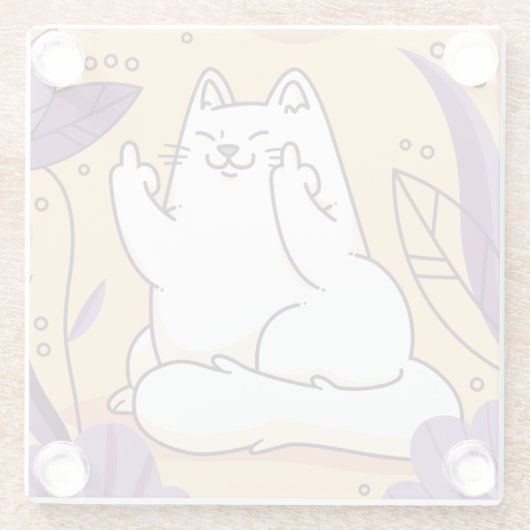 Kat met vingerglas onderzetter glazen onderzetter (Achterkant)